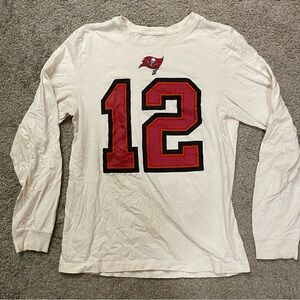 Nike White Long Sleeve Tee with Red Number 12